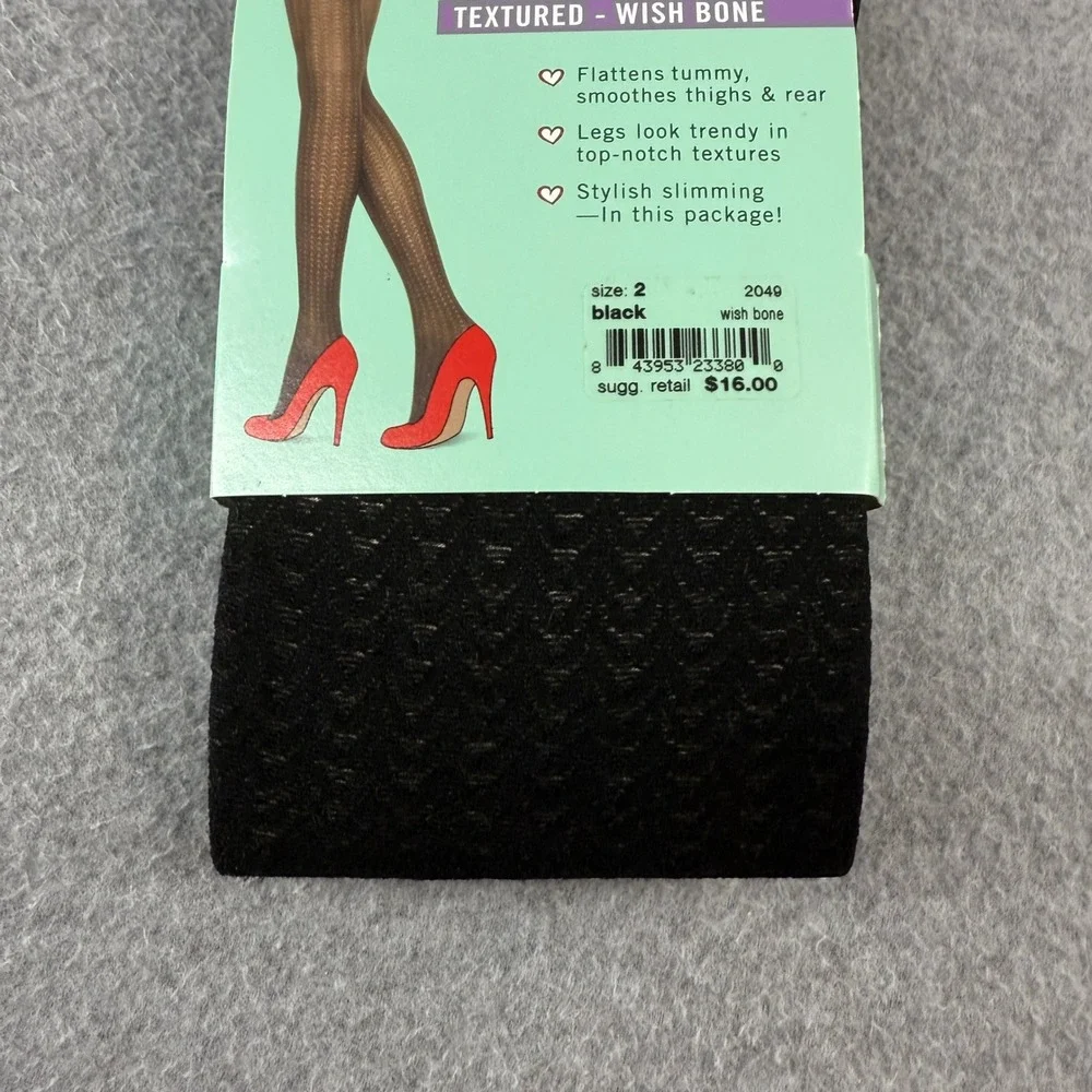 Love Your Assets by‎ Spanx Shaping Tights Textured Wish Bone Black Size 2 NIP